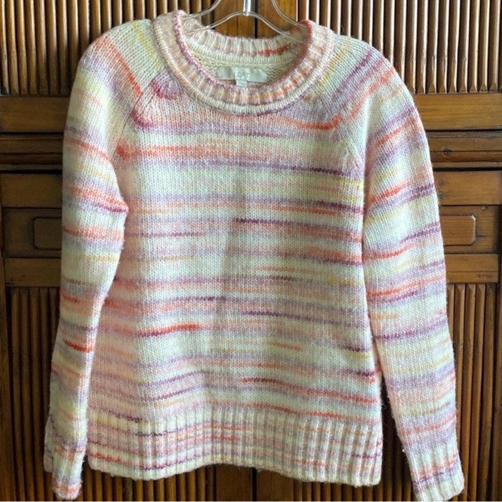 Loft Multi Colored Raglan Sweater - image 1